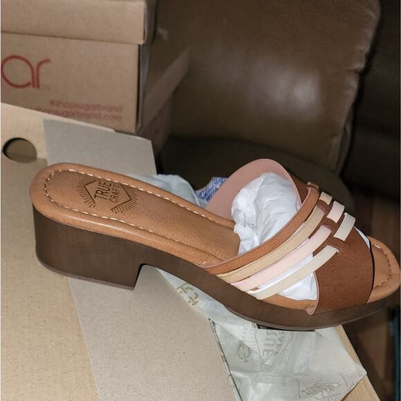 TRUE CRAFT NWT KLICK WOOD SLIDES SANDALS - Picture 1 of 8